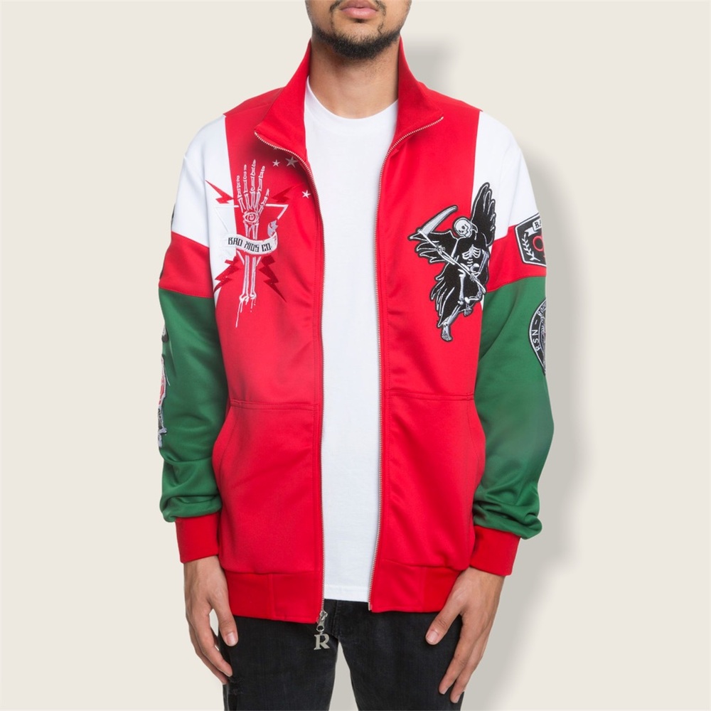 Reason “THE REAPER” track jacket in red & green
